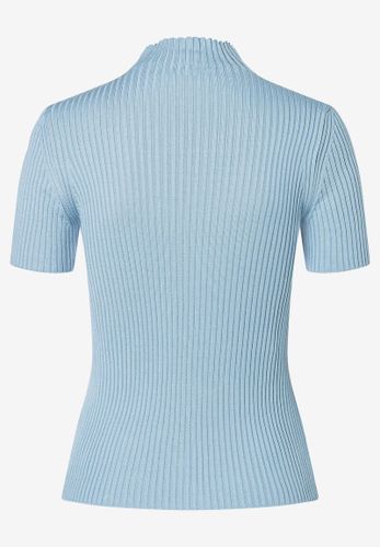 MORE & MORE Rippstrick-Pullover Kurzarm hellblau