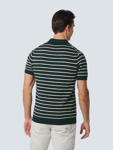 NO EXCESS NO EXCESS Pullover Short Sleeve Polo 2 Coloured Stripe With Linen