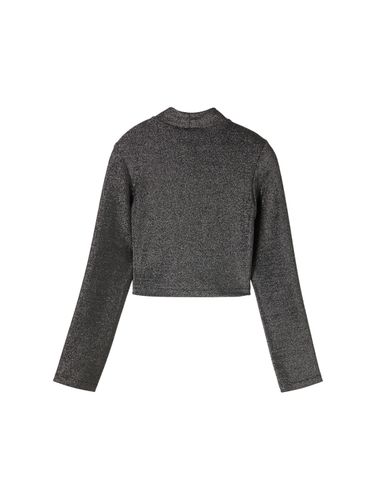 TOM TAILOR Cropped Langarmshirt mit Glitzer