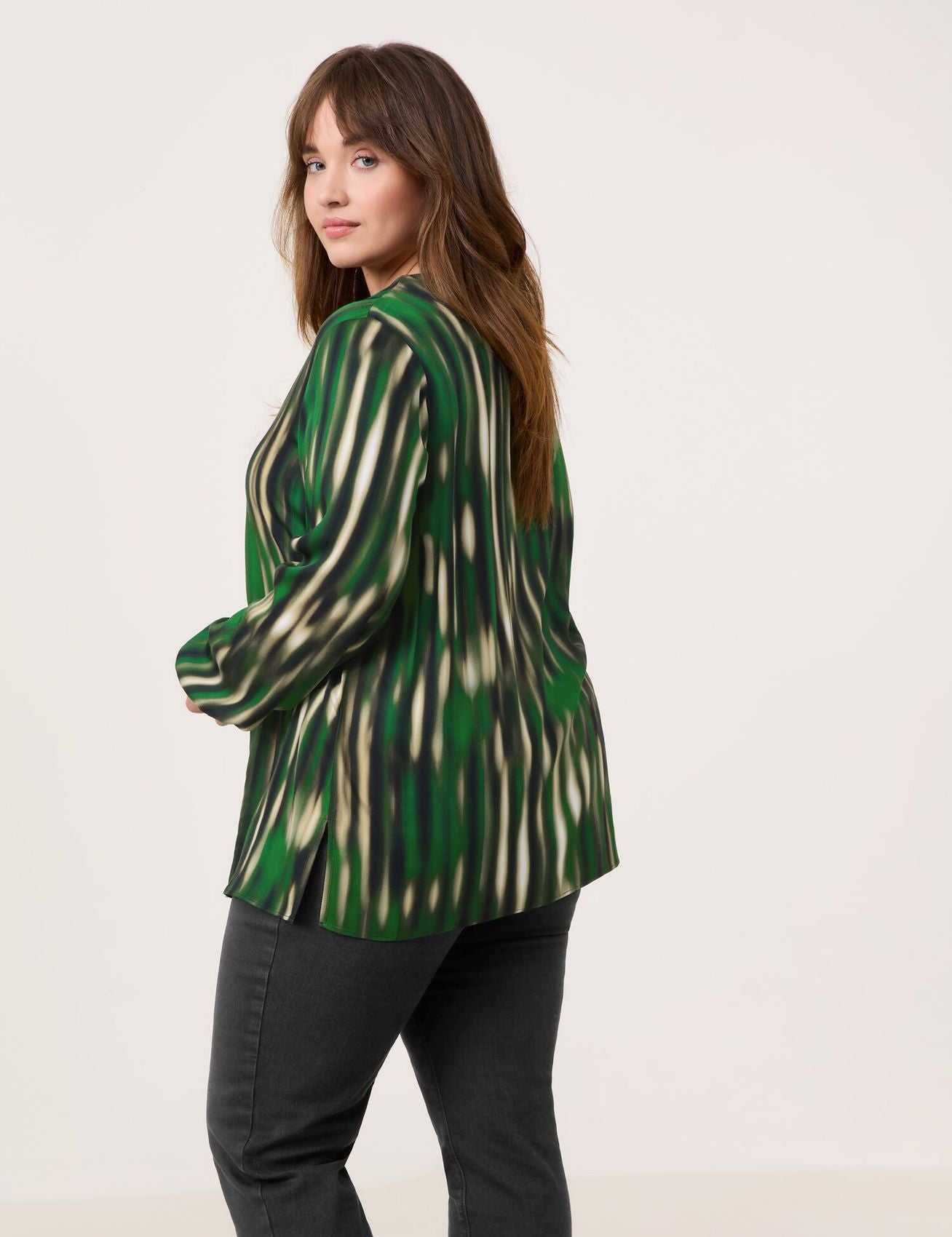 SAMOON Print-Bluse mit V-Ausschnitt