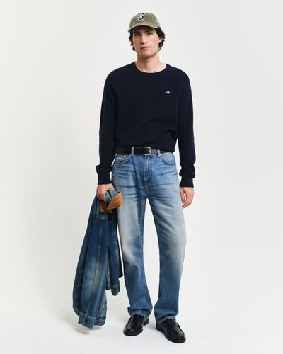 GANT Gerippter Rundhalspullover aus Baumwoll-Woll-Gemisch