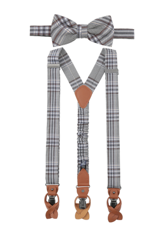 SEIDENFALTER Set Hosenträger+Fliege Karo