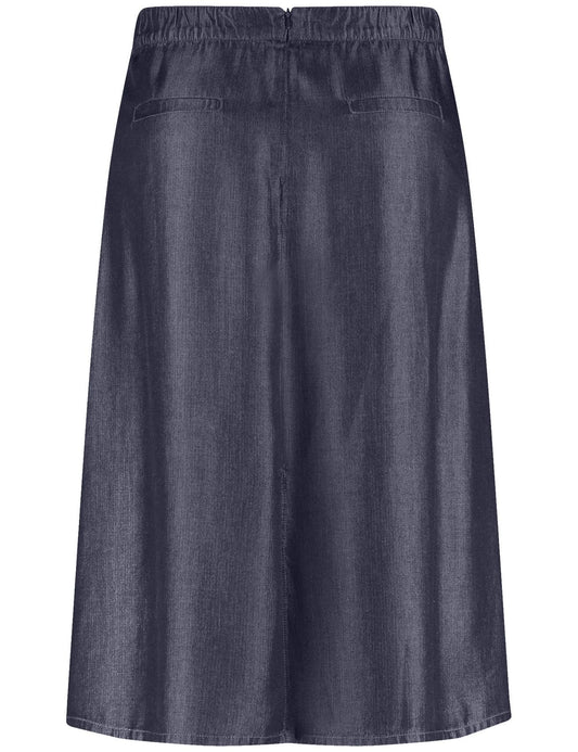 SAMOON Fließender Rock in Denim-Optik
