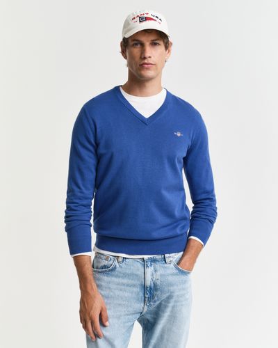 GANT Klassischer V-Neck Pullover aus Baumwolle
