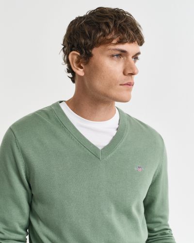 GANT Klassischer V-Neck Pullover aus Baumwolle