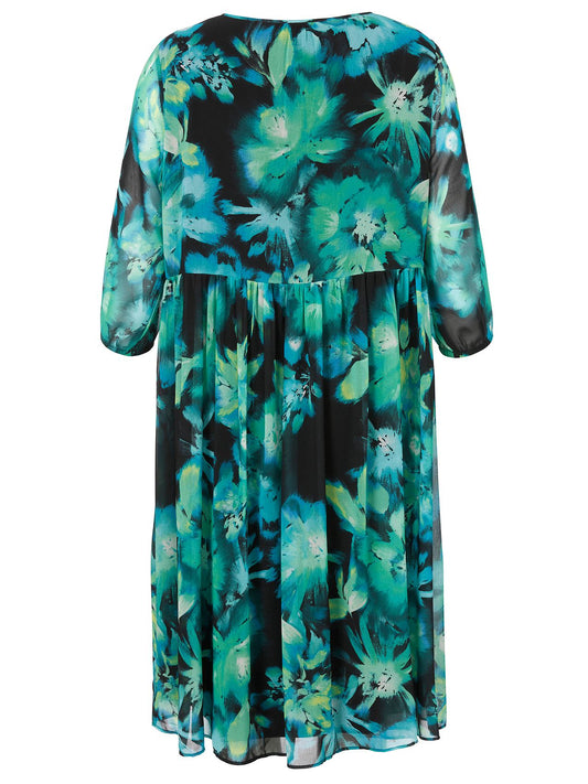 VIA APPIA Kleid V-Ausschnitt 3/4 Arm Druck