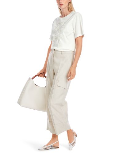 MARC CAIN Besticktes T-Shirt aus reiner Baumwolle