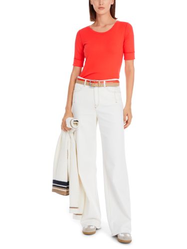 MARC CAIN Uni T-Shirt aus stretchigem Cotton-Ripp