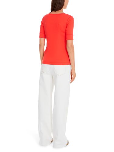 MARC CAIN Uni T-Shirt aus stretchigem Cotton-Ripp
