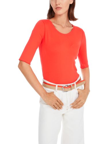 MARC CAIN Uni T-Shirt aus stretchigem Cotton-Ripp