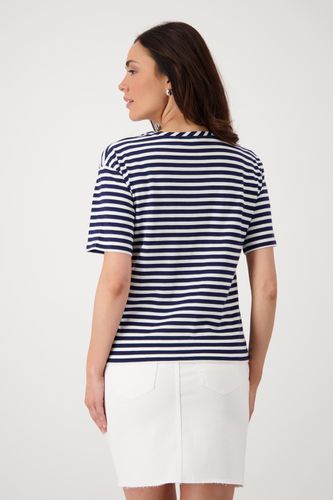 MONARI T-Shirt, navy blue ringel