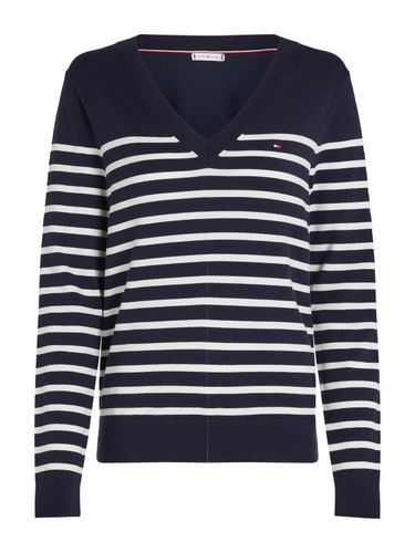TOMMY HILFIGER CO JERSEY STITCH LS V-NK SWEATER