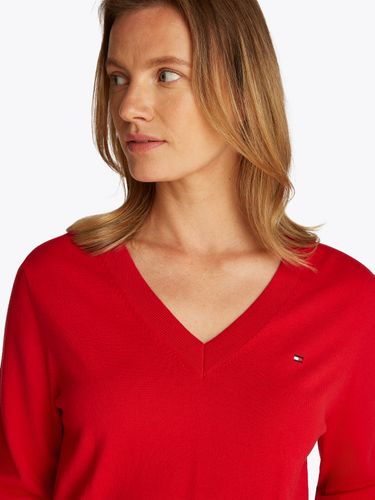 TOMMY HILFIGER CO JERSEY STITCH LS V-NK SWEATER