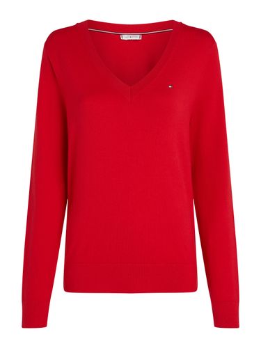 TOMMY HILFIGER CO JERSEY STITCH LS V-NK SWEATER