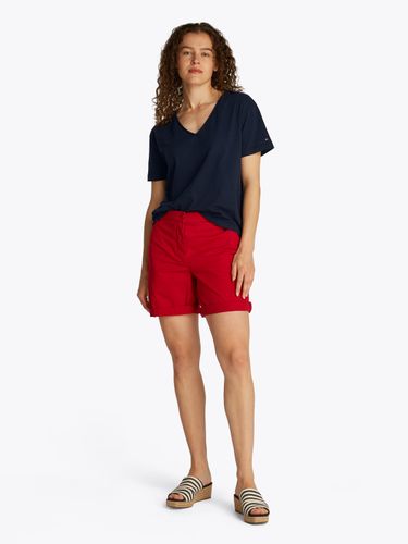 TOMMY HILFIGER SLUB CROP V-NK SS