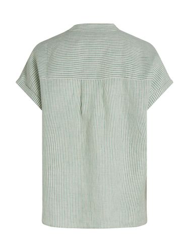 TOMMY HILFIGER ESS LINEN COLLARLESS S/S BLOUSE