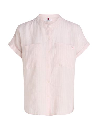 TOMMY HILFIGER ESS LINEN COLLARLESS S/S BLOUSE