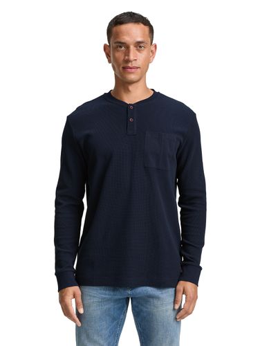 TOM TAILOR Ripp Henley Langarmshirt mit Brusttasche