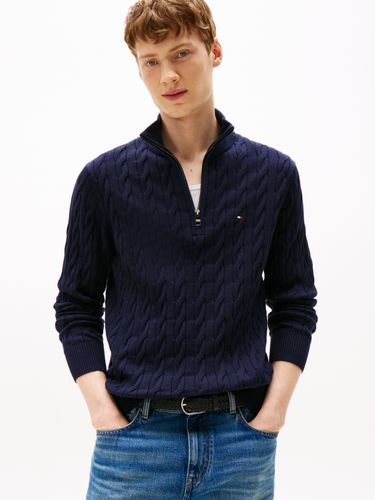 TOMMY HILFIGER CLASSIC COTTON CABLE ZIP MOCK