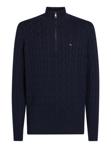 TOMMY HILFIGER CLASSIC COTTON CABLE ZIP MOCK