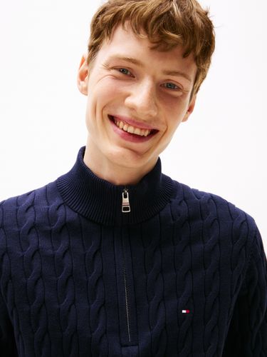TOMMY HILFIGER CLASSIC COTTON CABLE ZIP MOCK