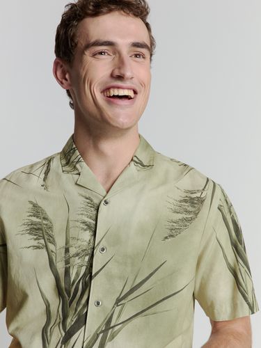 NO EXCESS Shirt Short Sleeve Revers Collar Allover Printed