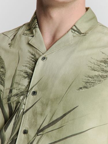 NO EXCESS Shirt Short Sleeve Revers Collar Allover Printed