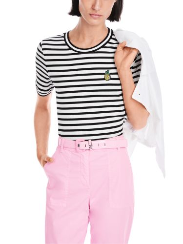 MARC CAIN Geringeltes Rippen-T-Shirt