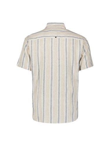 NO EXCESS Shirt Short Sleeve Dobby Vertical Stripe With Linen