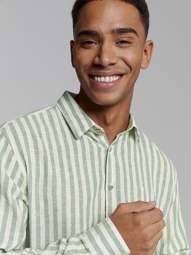 NO EXCESS Shirt Verical Big stripes With Linen