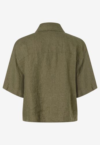 MORE & MORE kurze Leinenbluse tundra olive Sommer-Kollektion