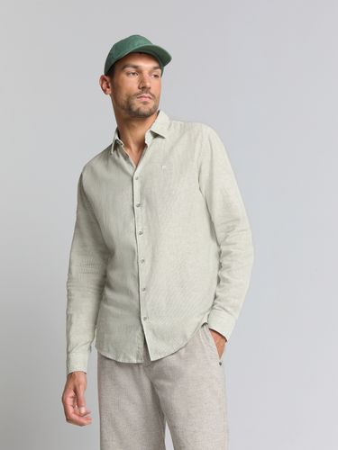 NO EXCESS Shirt Vertical small stripes With Linen