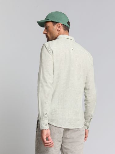 NO EXCESS Shirt Vertical small stripes With Linen