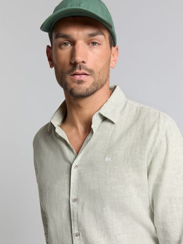 NO EXCESS Shirt Vertical small stripes With Linen