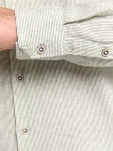 NO EXCESS Shirt Vertical small stripes With Linen