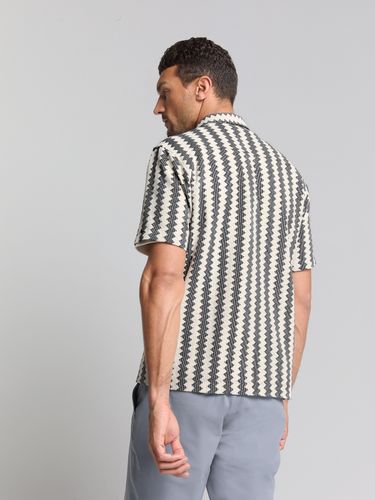 NO EXCESS Shirt Short Sleeve Zig Zag Jacquard