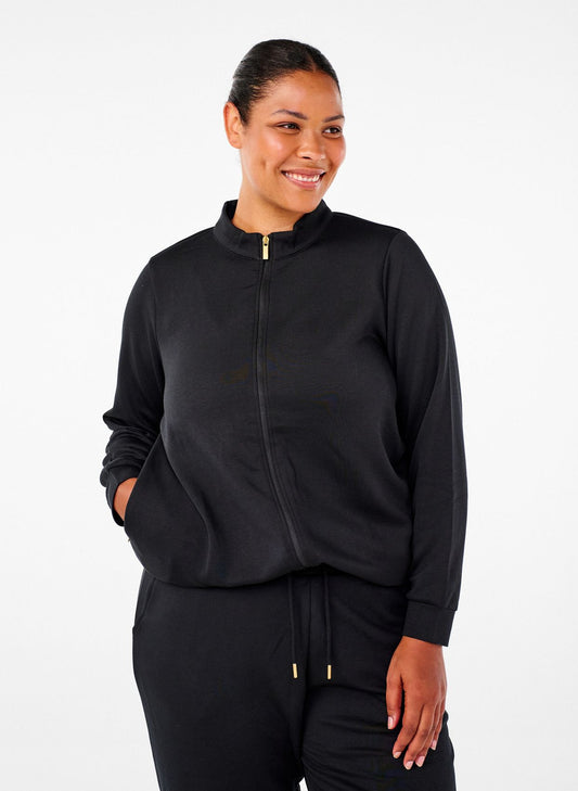 ZIZZI Sportlicher Cardigan mit Reißverschluss und Taschen