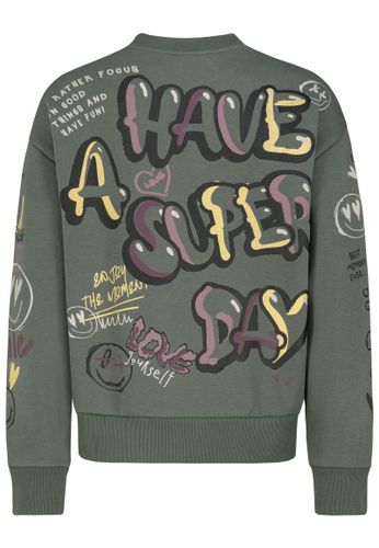 SUBLEVEL DOB Sweat, langarm, Rundhals mit Ri, pine green