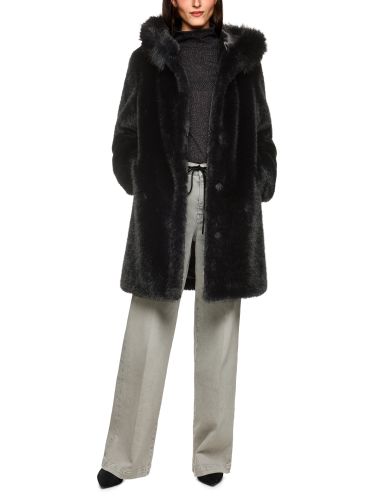 MARC CAIN Mantel aus Fake Fur mit Kapuze