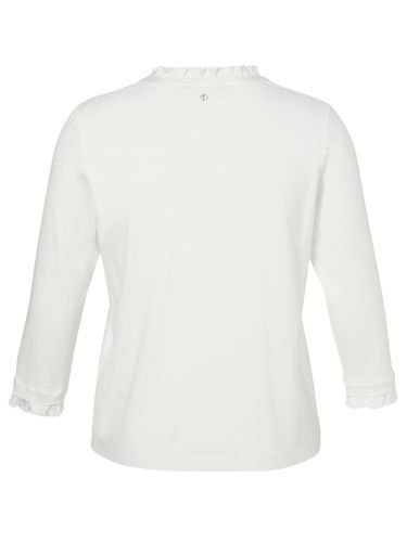 FRAPP Bluse V-Ausschnitt 3/4 Arm Materialmix