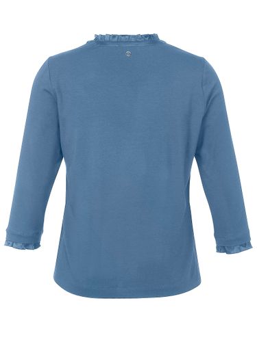 FRAPP Bluse V-Ausschnitt 3/4 Arm Materialmix