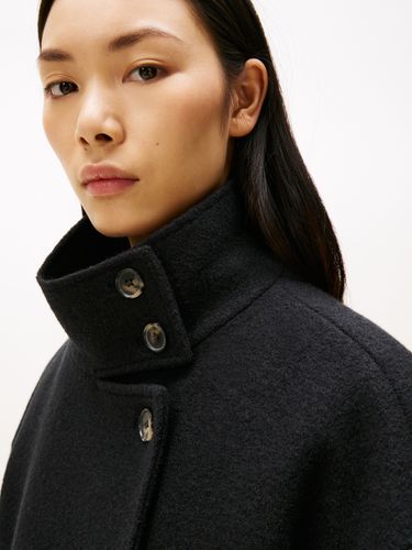 TOMMY HILFIGER WOOL TEXTURE REG FUNNEL NK COAT