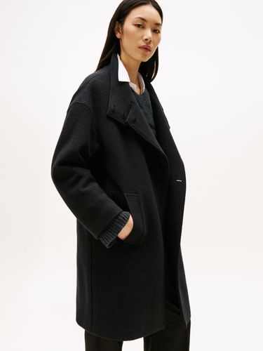 TOMMY HILFIGER WOOL TEXTURE REG FUNNEL NK COAT