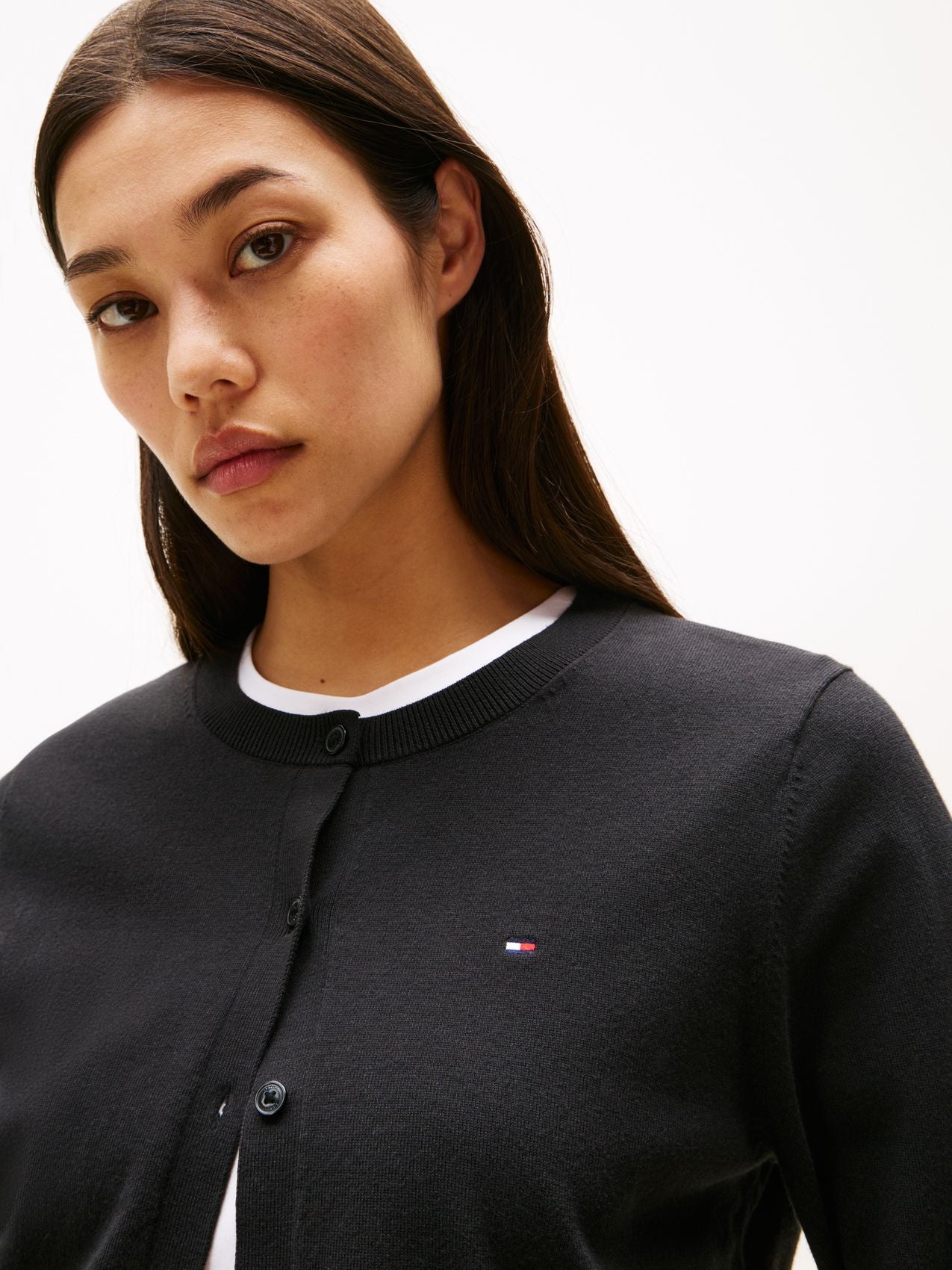 TOMMY HILFIGER Rundhals-Cardigan aus Feinstrick-Jersey