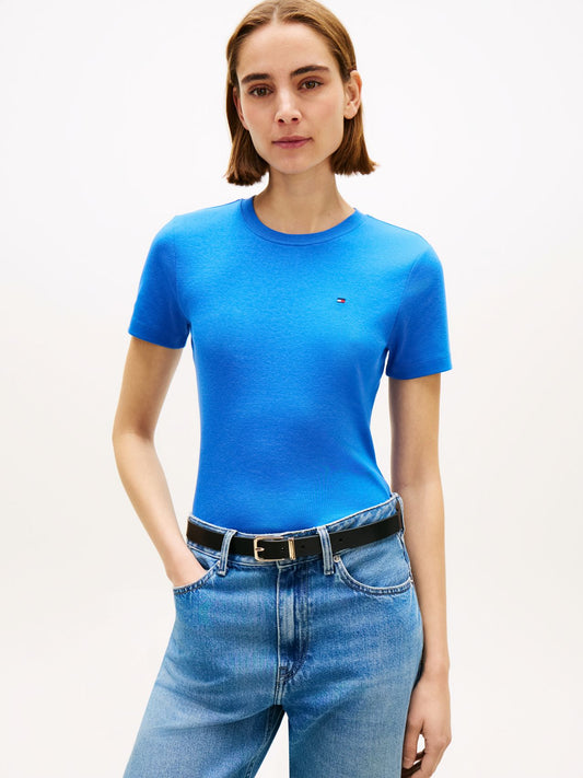 TOMMY HILFIGER Flag Embroidery Crew Neck Slim T-Shirt
