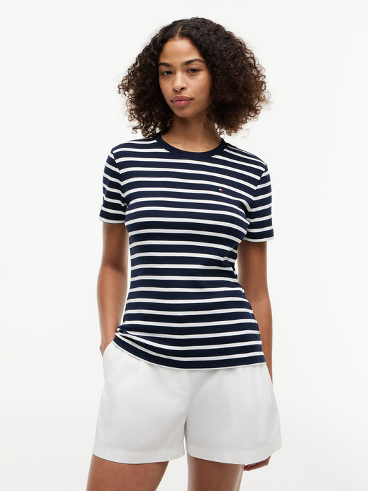 TOMMY HILFIGER Flag Embroidery Crew Neck Slim T-Shirt XL