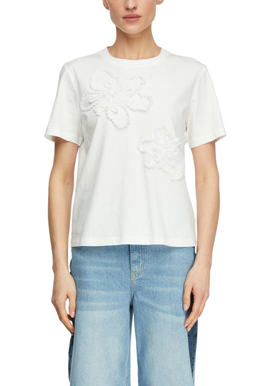 COMMA T-Shirt mit Blumenapplikationen