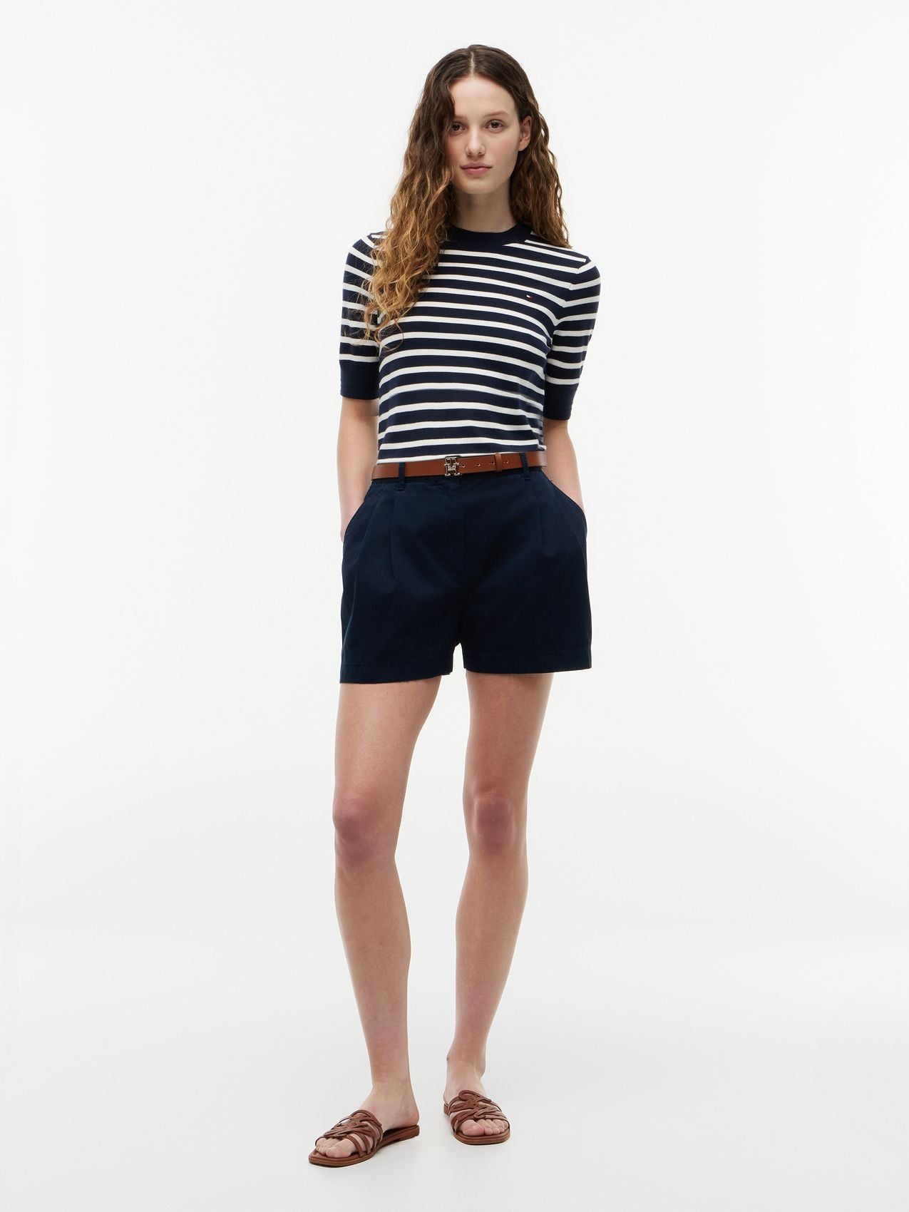 TOMMY HILFIGER Feinstrick-Pullover mit kurzen Ärmeln