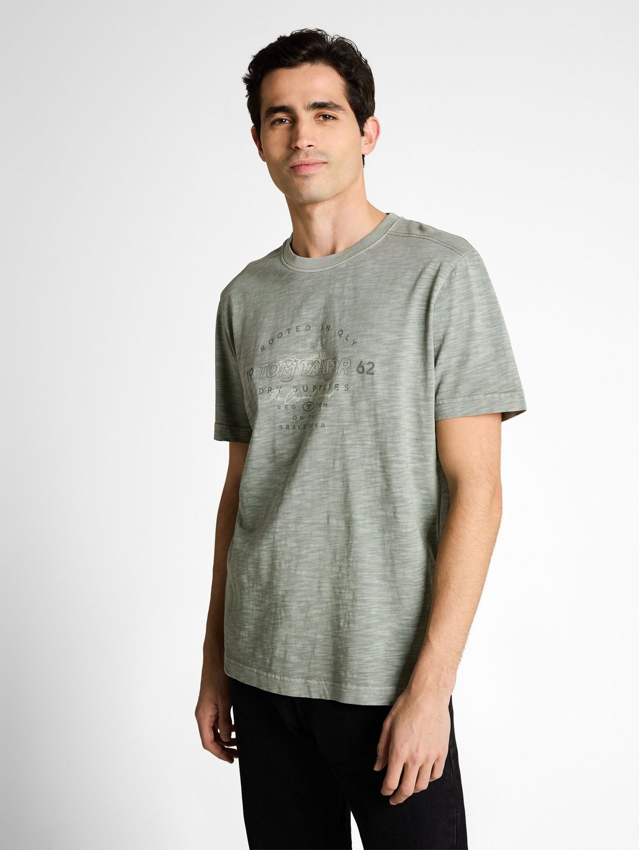 TOM TAILOR T-Shirt in Melange-Optik mit Print