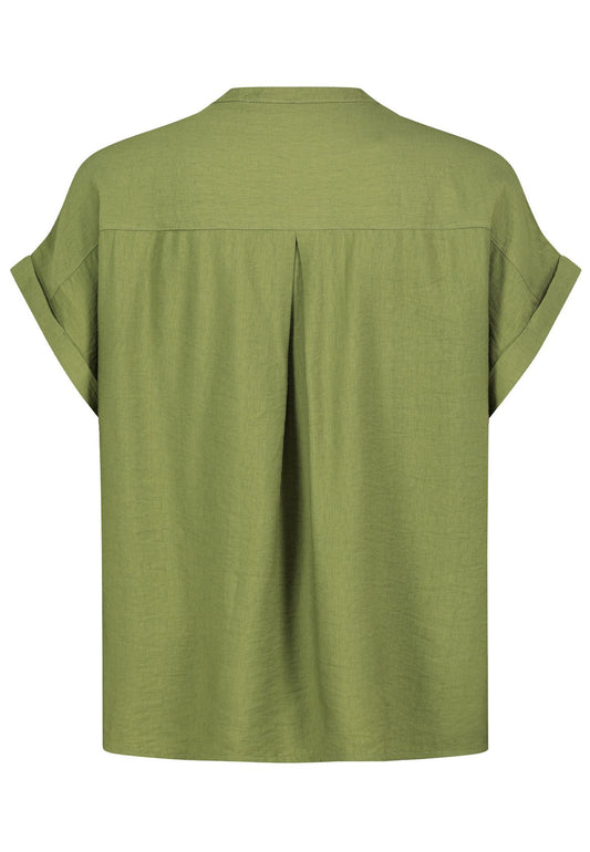 SUBLEVEL Damen, Bluse kurzarm, golden cypress green